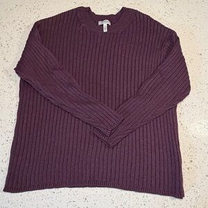 Jessica Simpson Women's Ribbed Crewneck Sweater - Plum
